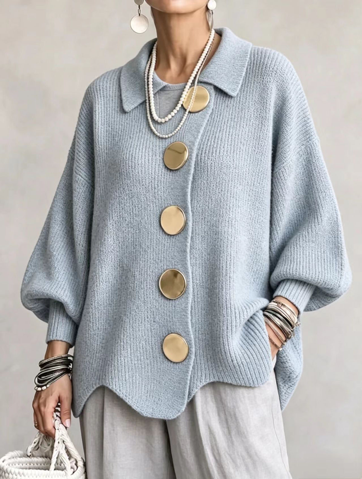 Manteau-gilet en maille à revers