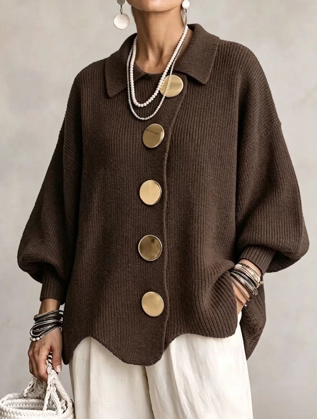 Manteau-gilet en maille à revers