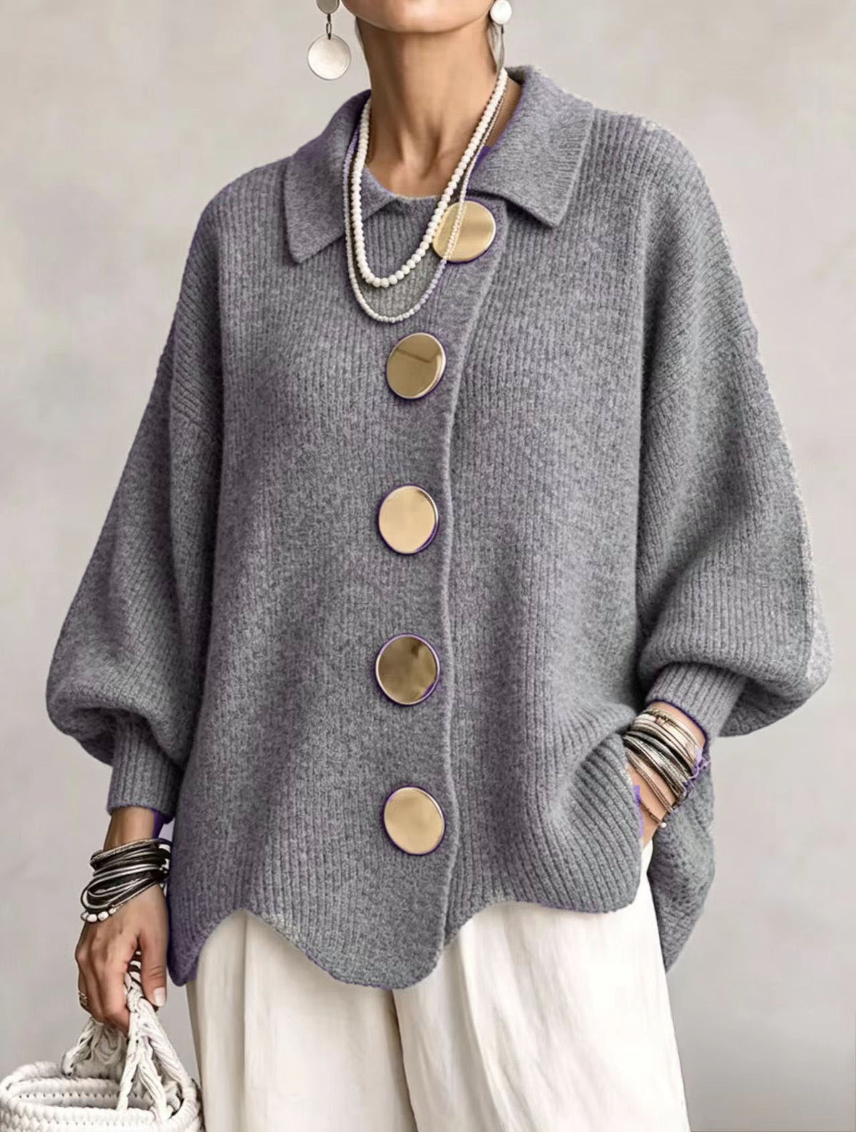Manteau-gilet en maille à revers