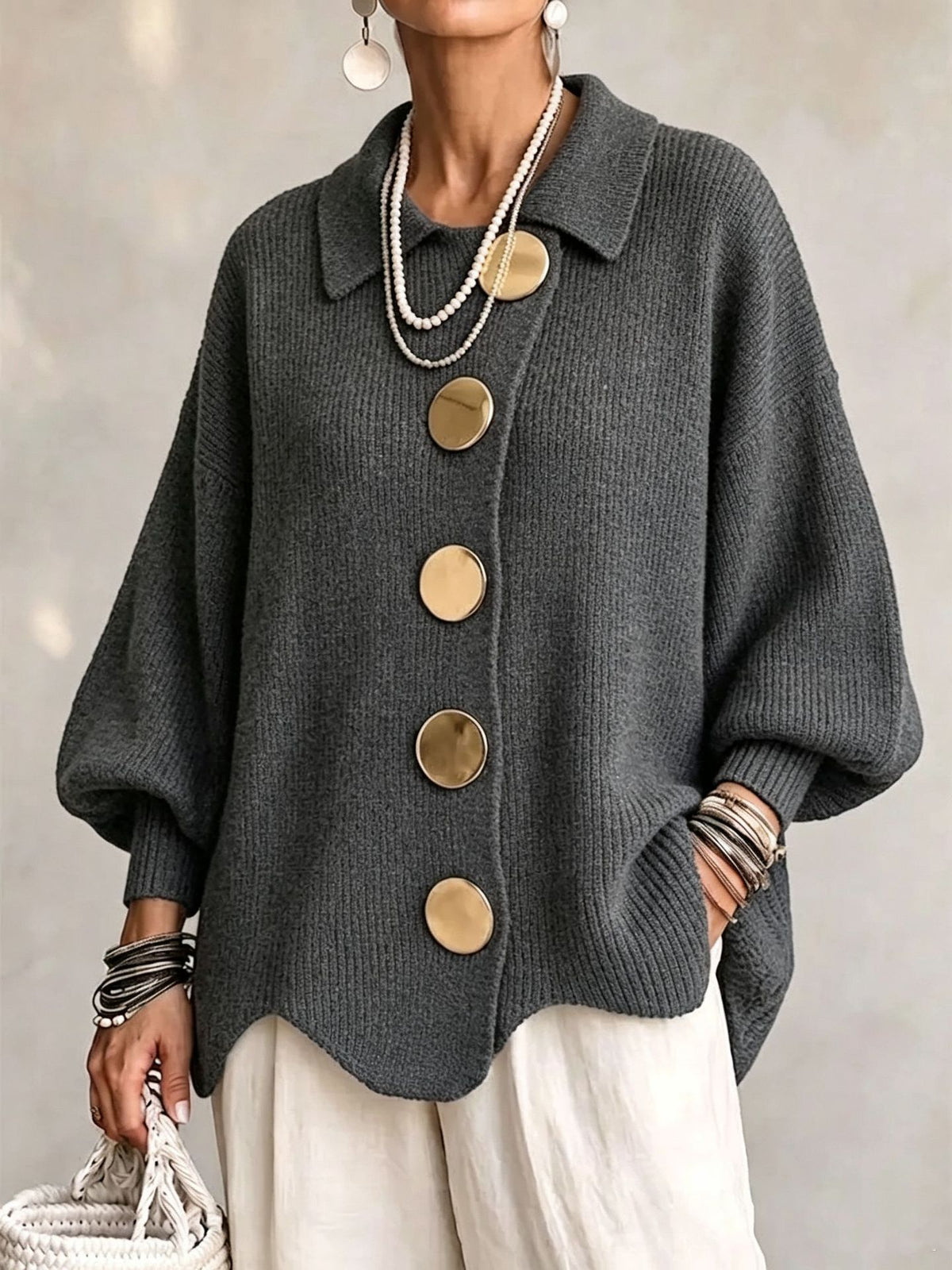 Manteau-gilet en maille à revers