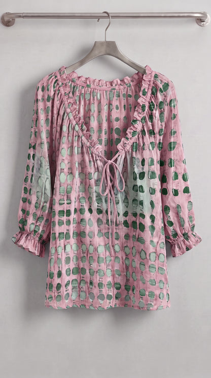 CHEMISE BOHEME IMPRIMEE A VOLANTS