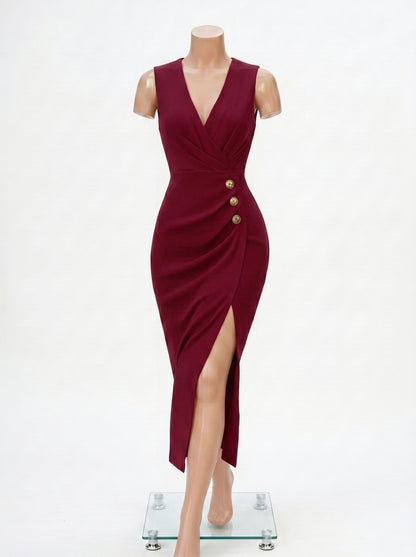ROBE FOURREAU ELEGANTE FENDUE
