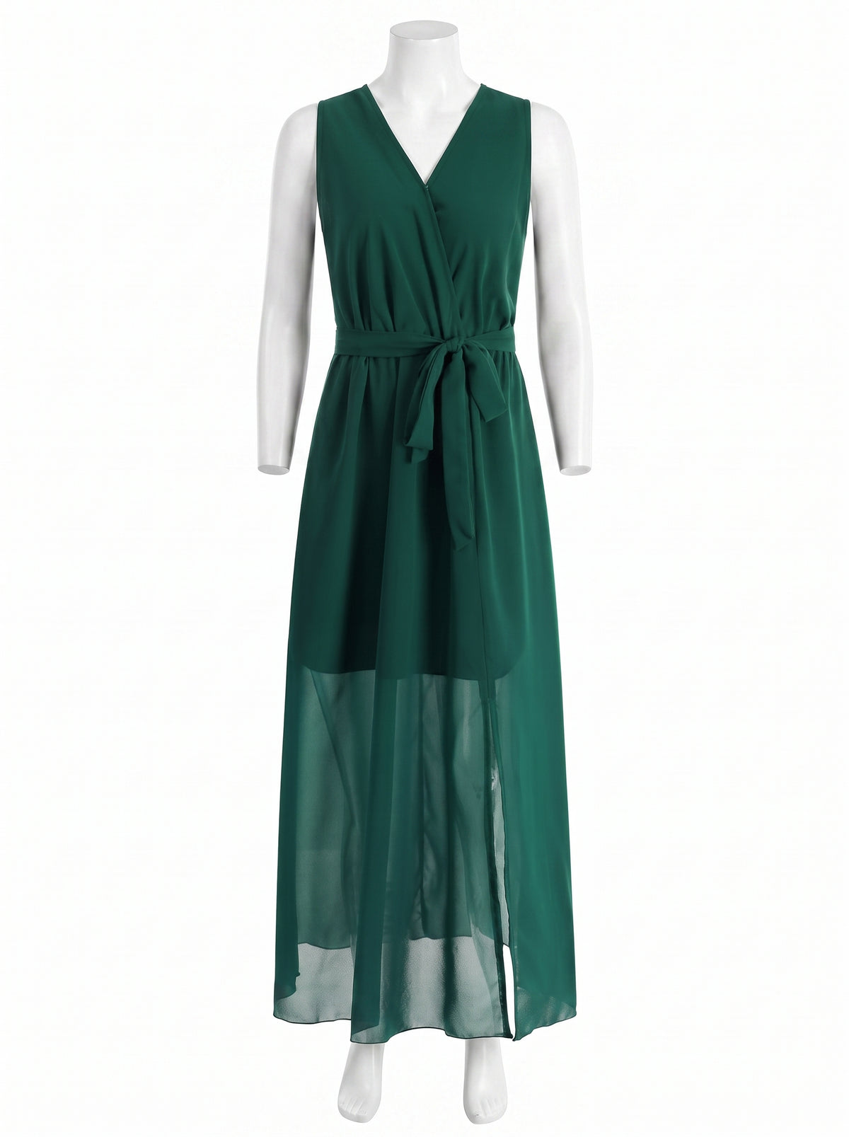 ROBE LONGUE FLUIDE ÉLEGANTE A COL EN V